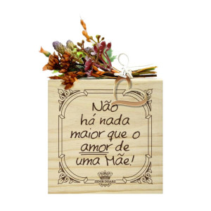 PLACA DE MESA COM APLIQUE NÃO HÁ NADA...MÃE...FLORESCER 10X8X3