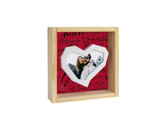 QUADRO COM APLIQUE CORAÇÃO 15X15X4