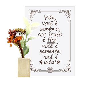 ENFEITE DE MESA COM CUBO E PLACA MÃE VOCÊ É SOMBRA...FLORESCER 13X11