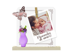 ENFEITE DE MESA COM APLIQUE E PORTA RECADO MÃE...BORBOLETA 15X16X3