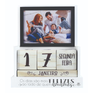 CALENDÁRIO PERMANENTE COM PORTA RETRATO OS DIAS SÃO MAIS FELIZES...21,5X18X6,5