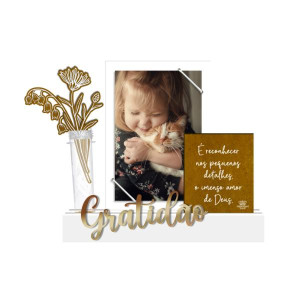 PORTA-RETRATO ELÁSTICO COM TUBETE, GRATIDÃO... AURORA 1 20X23X4,5