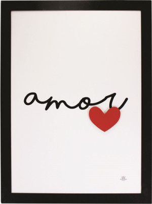 QUADRO COM MOLDURA E APLIQUE AMOR 39X27,5