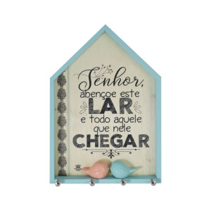 PORTA-CHAVE COM PÁSSAROS SENHOR ABENÇOE ESTE LAR 31,5X22,5
