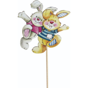 ENFEITE PALITO CASAL COELHOS 33X12