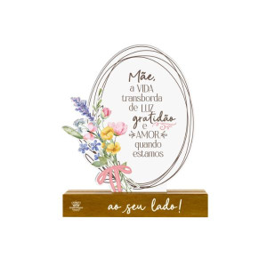 ENFEITE DE MESA COM APLIQUE MÃE A VIDA TRANSBORDA...BORBOLETA 19X14X4