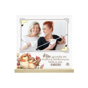 PORTA-RETRATO COM ELÁSTICO MÃE, GUARDO EM...PASSARINHO 19,5X20X3
