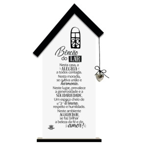 ENFEITE DE MESA COM APLIQUE CASINHA BENÇÃO DO LAR...MEMÓRIA 31X14X5