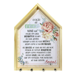 PORTA-CHAVE CASINHA ORAÇÃO DA VOVÓ...FLORAL SALMÃO 29,5X21