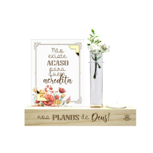 ENFEITE DE MESA COM VELA E APLIQUE E TUBETE NÃO EXISTE ACASO...PASSARINHO 16X20X4,5