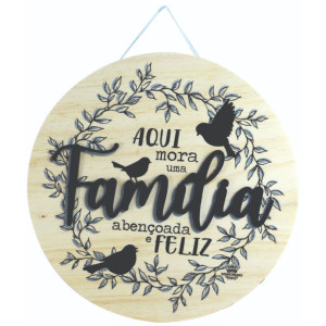 QUADRO COM APLIQUE AQUI MORA UMA FAMÍLIA ABENÇOADA...21,5X22