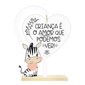 ENFEITE DE MESA CORAÇÃO ACRILICO CRIANÇA...ZOO 17X13,5