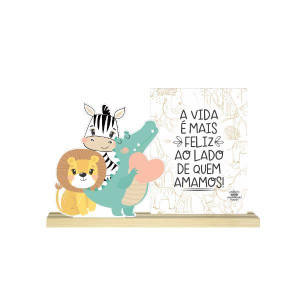 ENFEITE DE MESA A VIDA É MAIS FELIZ...ZOO 13,5X20