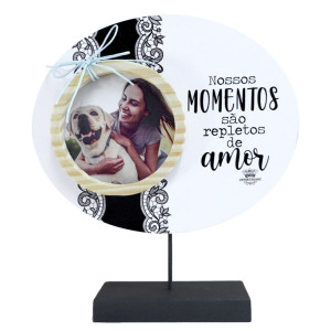 MADEIRINHA RECADO COM PORTA RETRATO NOSSOS MOMENTOS SÃO...21X18,5