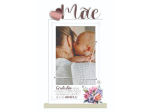 PORTA-RETRATO COM ELÁSTICO, MÃE GRATIDÃO PELAS NOSSAS...BORBOLETA 27X16X3