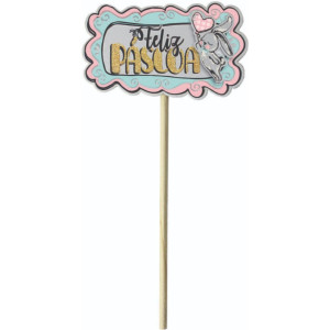 ENFEITE PALITO FELIZ PÁSCOA 20X8
