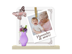 ENFEITE DE MESA COM APLIQUE E PORTA RECADO VÓ...BORBOLETA 15X16X3