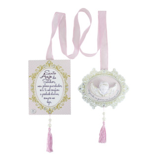 ESCAPULÁRIO DE PORTA SANTO ANJO ROSA 18X14