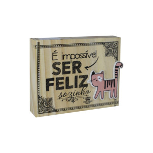 PLACA DE MESA CRU COM APLIQUE GATO É IMPOSSÍVEL...11,5X14,5