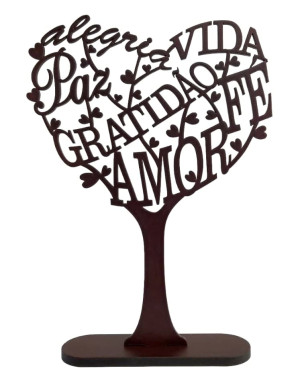 ENFEITE ÁRVORE PALAVRAS RECORTADAS MARROM 24,5X17,5