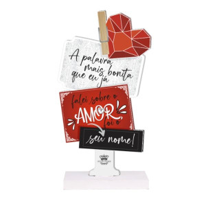 ENFEITE DE MESA RECORTADO A PALAVRA MAIS BONITA...19X10