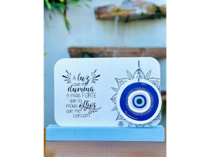 ENFEITE DE MESA COM APLIQUE A LUZ QUE ME ILUMINA...BENÇÃO 17X25X3,5