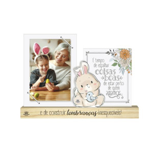 PORTA-RETRATO COM ELÁSTICO, PLACA E APLIQUE É TEMPO DE ESPALHAR...20X28
