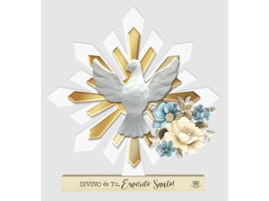 ENFEITE DE MESA COM APLIQUE ESPIRITO SANTO...DIVINO ÉS...26X25X3,5