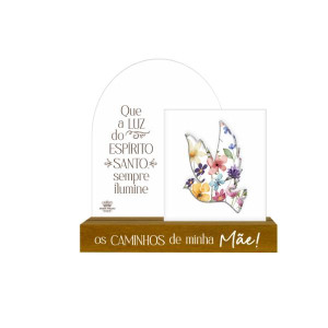 MADEIRINHA DE MESA QUE A LUZ DO ESPÍRITO SANTO...MÃE 17,5X18X3,5