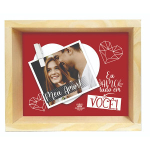 PORTA-RETRATO COM APLIQUE EU AMO TUDO EM VOCÊ 15X19X4
