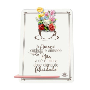 PLACA DE MESA AMOR CUIDADO...MÃE...BORBOLETA 20X15