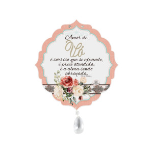 MÓBILE DE PAREDE COM APLIQUE VÓ...FLORAL 22X20