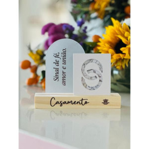 MADEIRINHA DE MESA SINAL DE FÉ, CASAMENTO 13X16