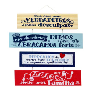 MÓBILE DE PAREDE FRASES NESTA CASA SOMOS VERDADEIROS... 26X29,5