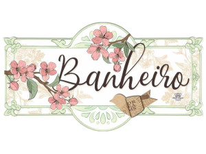 QUADRO BANHEIRO PASSARINHO...CEREJEIRA 15,5X27,5