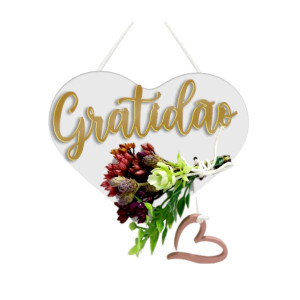 MÓBILE CORAÇÃO COM APLIQUE GRATIDÃO...FLORESCER 10X8