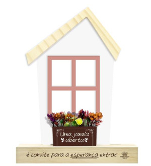 ENFEITE DE MESA COM APLIQUE FLORES UMA JANELA...FLORESCER 23X18X4,5