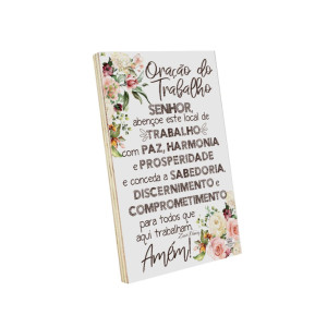 PLACA DE MESA DECOUPADA ORAÇÃO DO TRABALHO 23X15