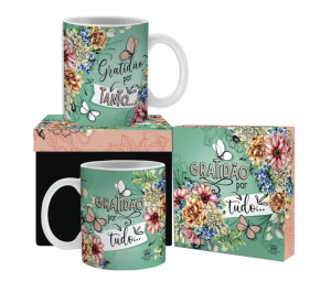CANECA CERÂMICA GRATIDÃO POR TANTO...CELEBRAÇÃO 