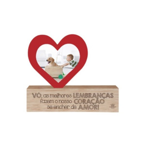 MADEIRINHA CRU COM PORTA RETRATO CORAÇÃO VERMELHO...VÓ, AS MELHORES LEMBRANÇAS...16,5X20