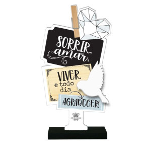 ENFEITE DE MESA RECORTADO SORRIR, AMAR, VIVER...19X10