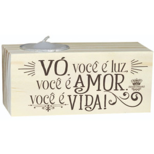 PLACA DE MESA VELA VÓ...FLORAL VERMELHO 5X11X5