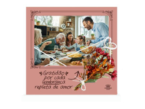 PORTA-RETRATO COM ELÁSTICO GRATIDÃO POR CADA LEMBRANÇA...19,5X20X3