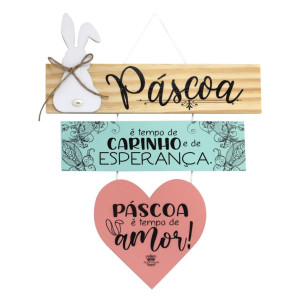 MÓBILE DE PAREDE FRASES COM APLIQUE PÁSCOA 31X26