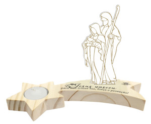 PLACA DE MESA ESTRELA COM VELA E PRESÉPIO JESUS NASCEU...16X24X10