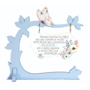 ENFEITE PLACA DESEJO MUITAS FLORES EM SEU JARDIM...BORBOLETA 17X17
