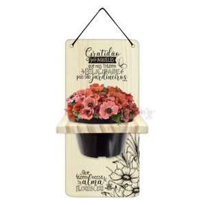 QUADRO COM SUPORTE PARA VASO GRATIDÃO POR AQUELES...CELEBRAÇÃO 25X12X14