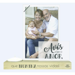 PORTA-RETRATO COM ELÁSTICO, PLACA E VELA AVÓS SÃO O AMOR ... 21X22X6