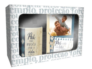 CAIXA PRESENTE COM PORTA RETRATO E CANECA PAI NÃO IMPORTA... 16X23X8,5
