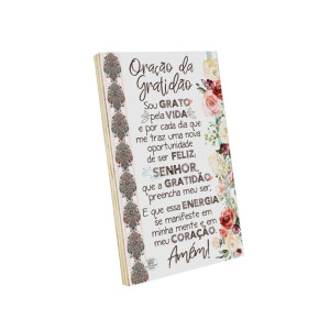 PLACA DE MESA DECOUPADA ORAÇÃO DA GRATIDÃO 23X15
